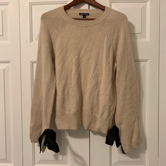 J. Crew Sweaters - NWT j crew tan black bow sleeve sweater